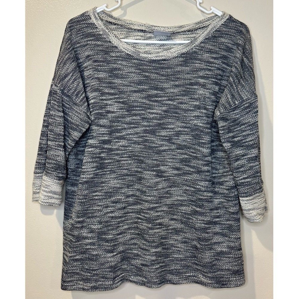 Columbia Womens Space Dye Knit Pullover Top Blue White Medium